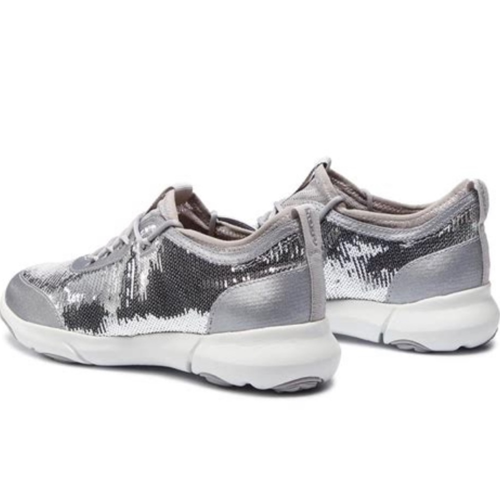 geox nebula silver sequined sneakers